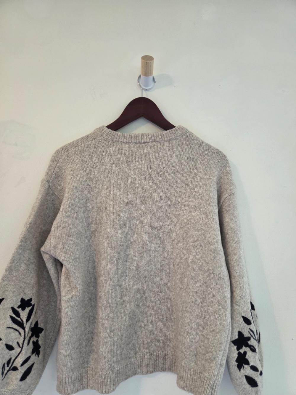 WOOl blend knit sweater XS crochet floral boxy oversize cottage core fall/winter - Picture 5 of 10